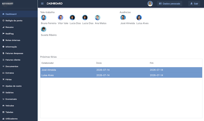 Portal Revo — dashboard