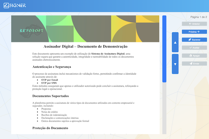 Assinador Digital — recolha de assinatura